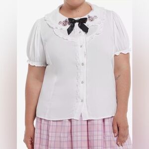 Sweet Society Pink Jack-O'-Lanterns Ruffle Collar Girls Top